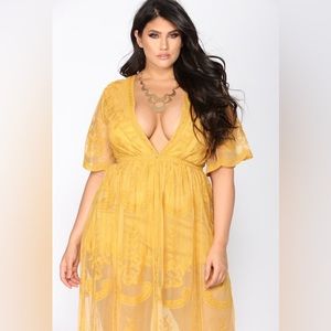 Mustard Lace Maxi Dress